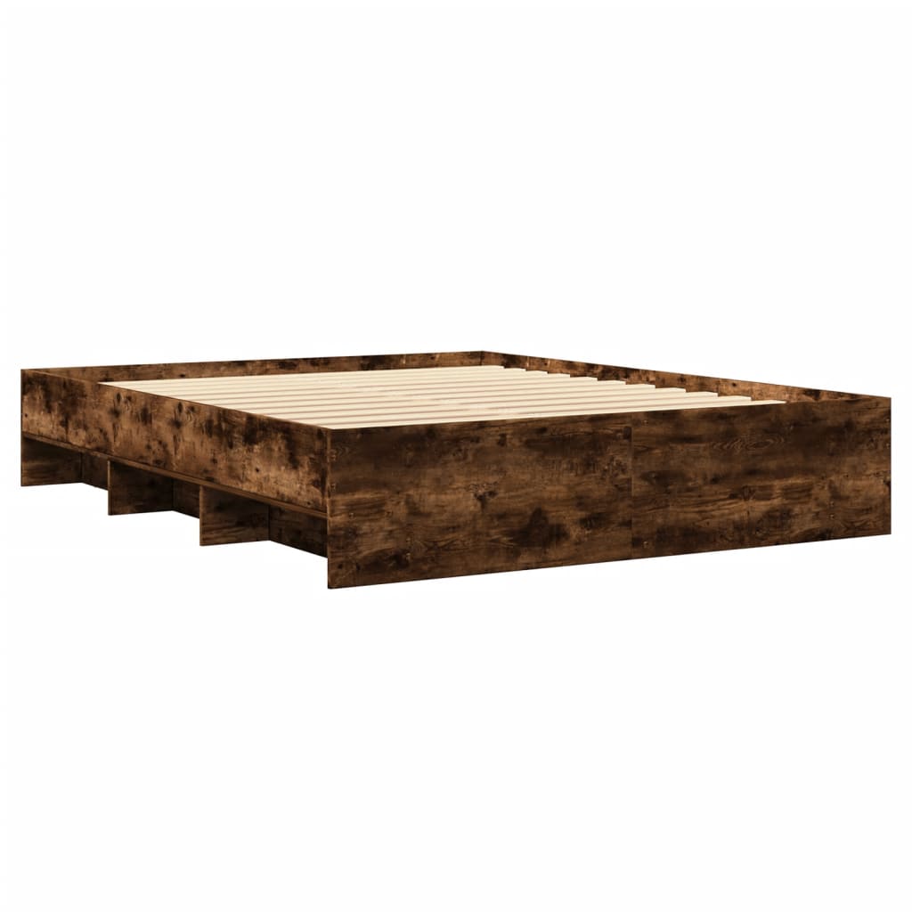 Bedframe bewerkt hout gerookt eikenkleurig 160x200 cm