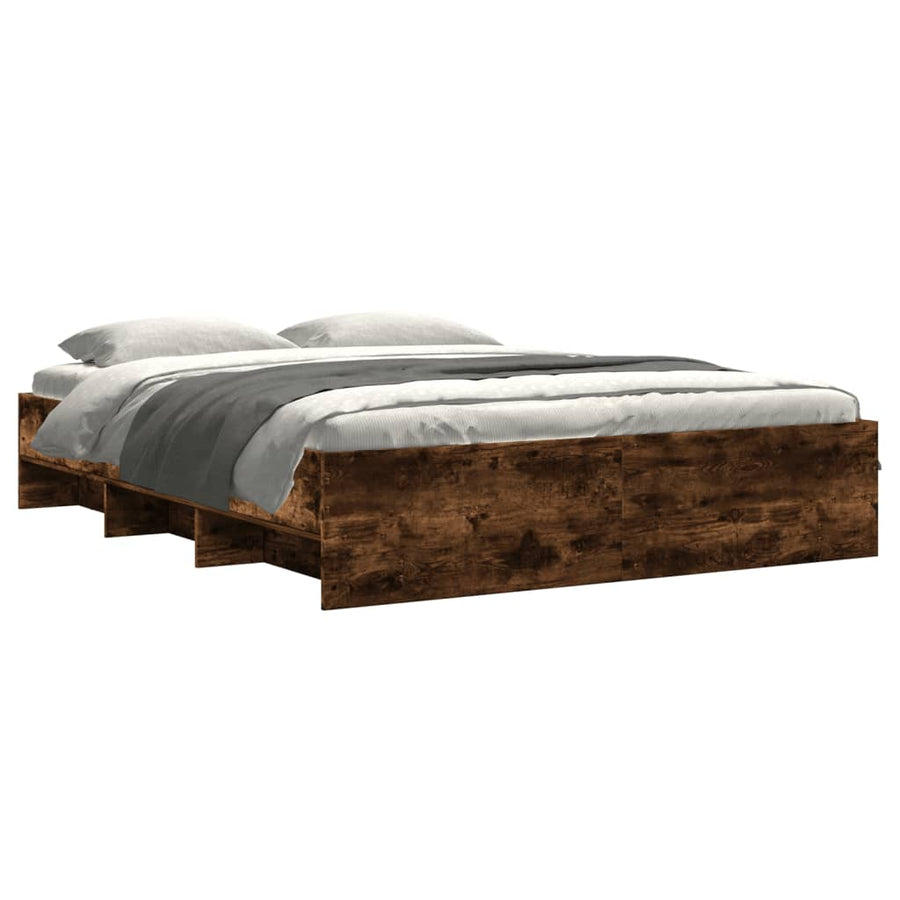 Bedframe bewerkt hout gerookt eikenkleurig 160x200 cm
