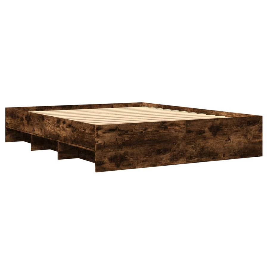 Bedframe bewerkt hout gerookt eikenkleurig 160x200 cm