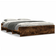 Bed frame without mattress smoked oak-coloured wood 160x200 cm