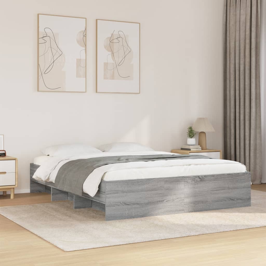 Bedframe bewerkt hout grijs sonoma eikenkleurig 160x200 cm
