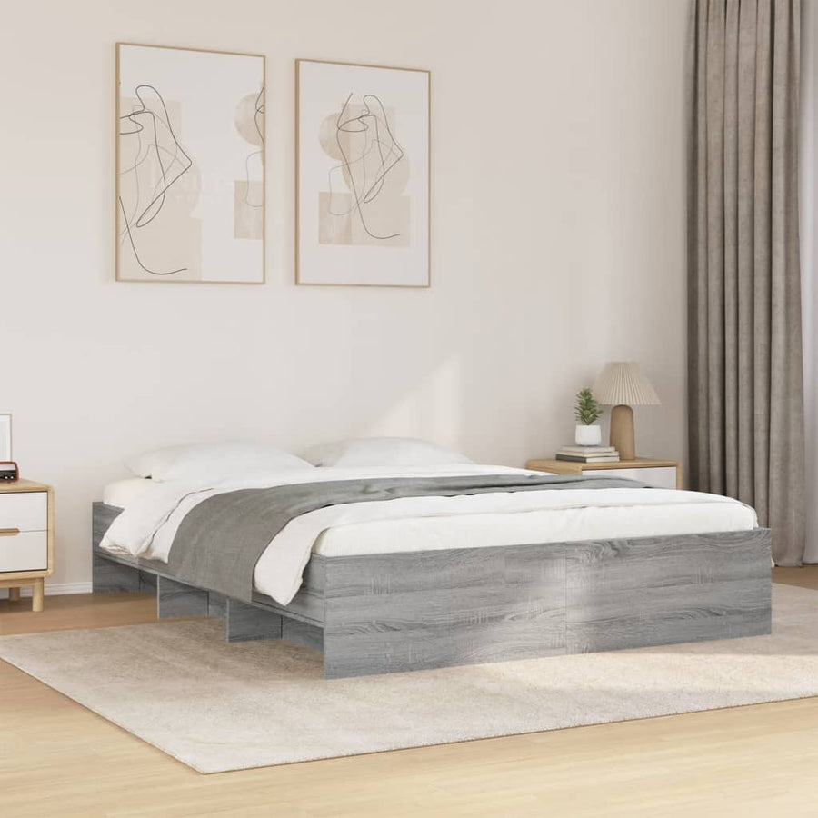 Bedframe bewerkt hout grijs sonoma eikenkleurig 160x200 cm