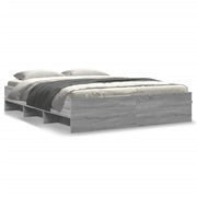Bed frame without mattress 160x200 cm chipboard grey Sonoma