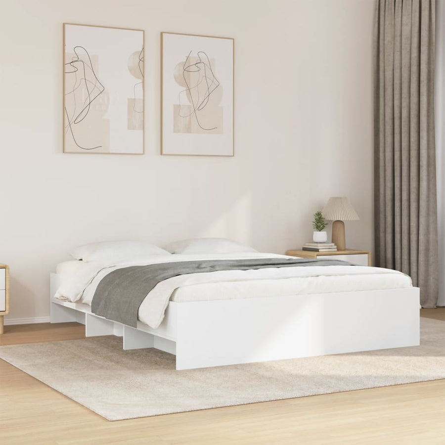 Bedframe bewerkt hout wit 150x200 cm