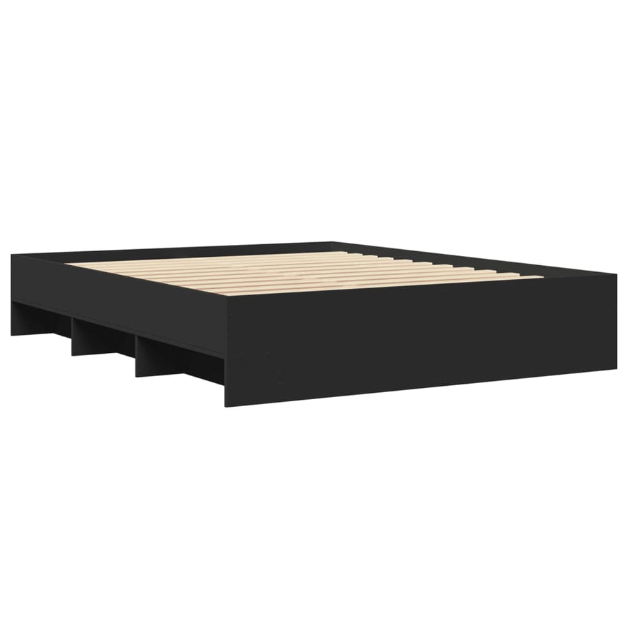 Bedframe bewerkt hout zwart 150x200 cm