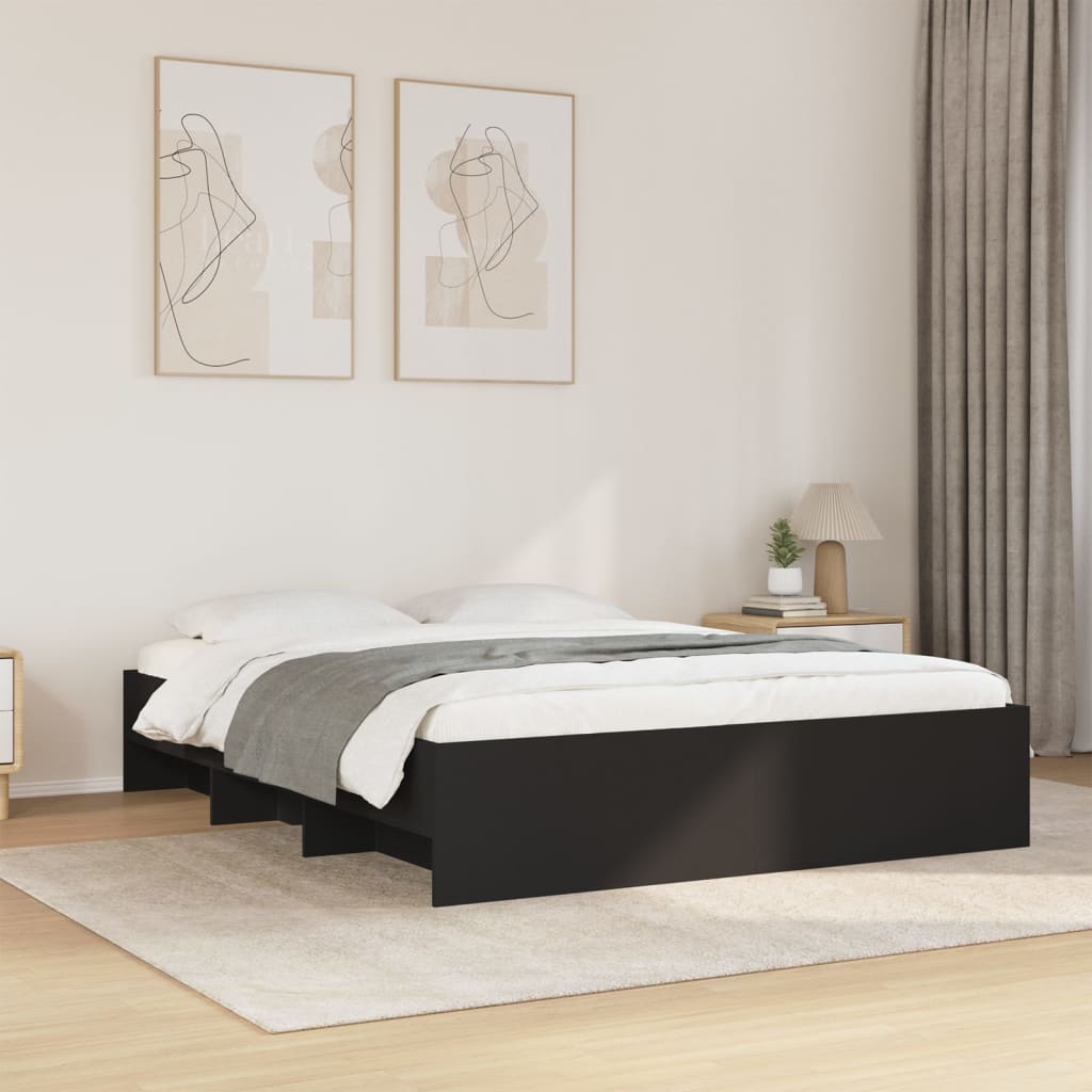 Bedframe bewerkt hout zwart 150x200 cm