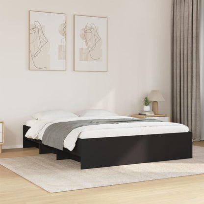 Bedframe bewerkt hout zwart 150x200 cm