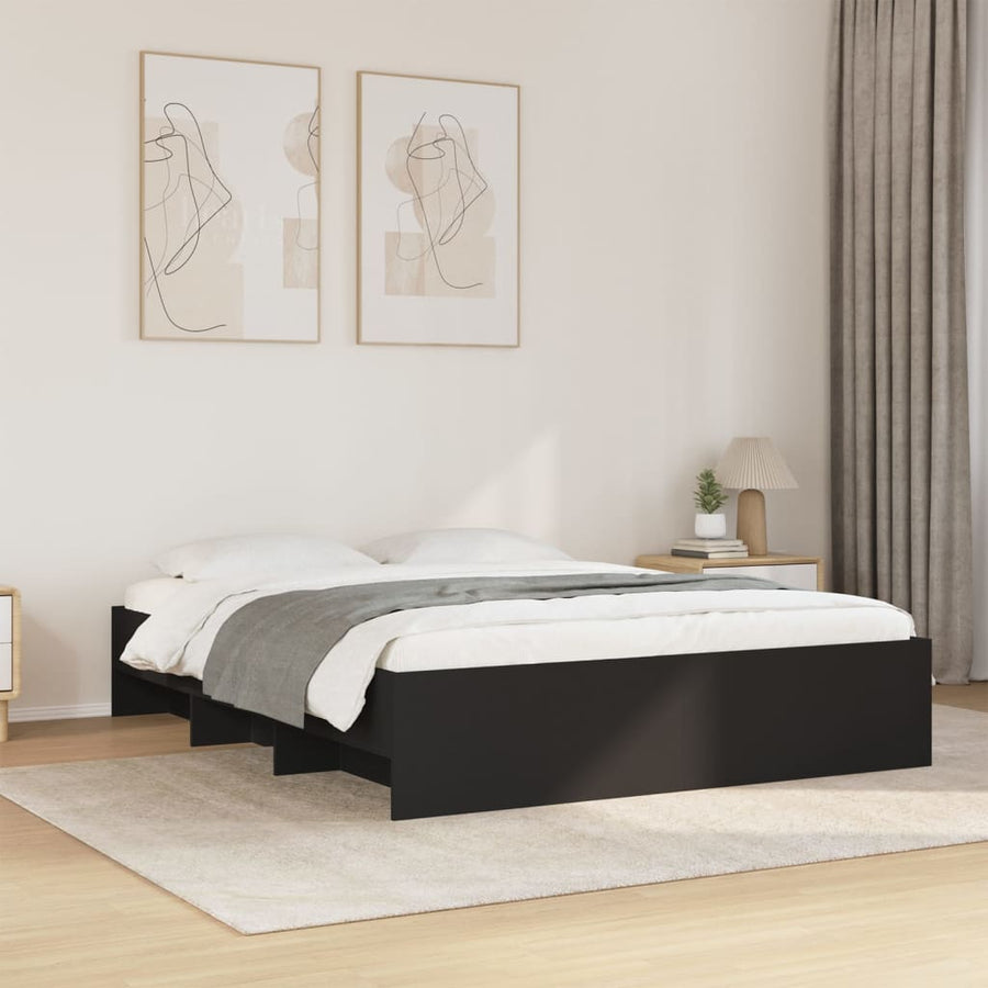 Bedframe bewerkt hout zwart 150x200 cm