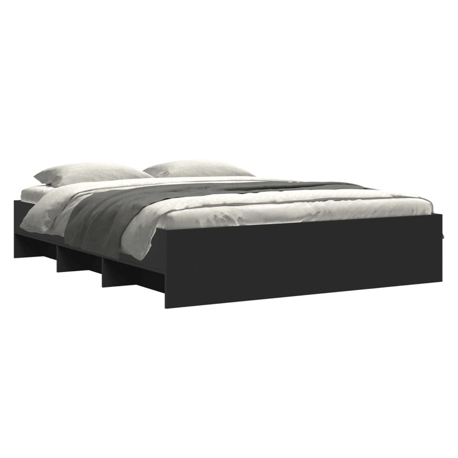 Bedframe bewerkt hout zwart 150x200 cm