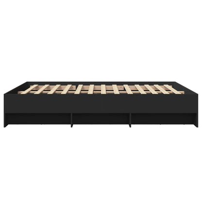 Bedframe bewerkt hout zwart 150x200 cm