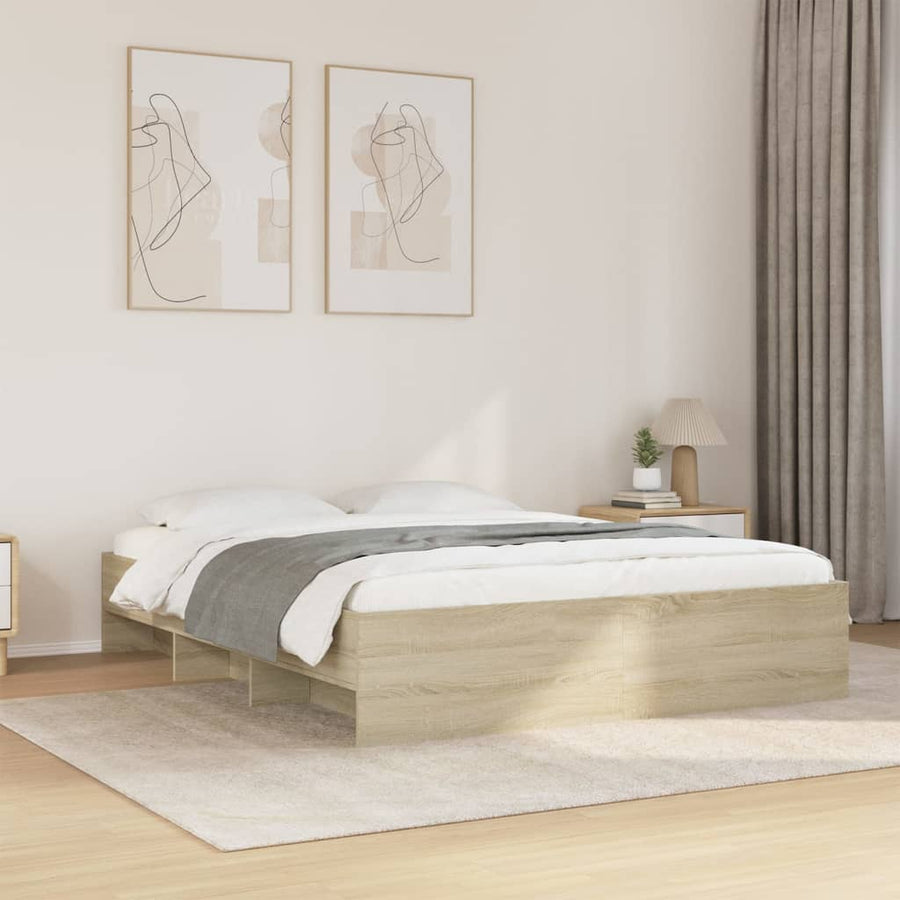 Bedframe bewerkt hout sonoma eikenkleurig 150x200 cm