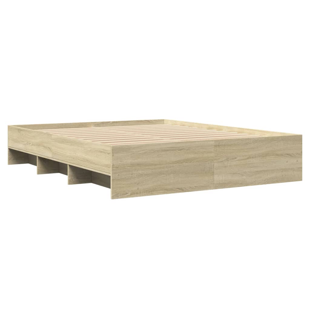 Bedframe bewerkt hout sonoma eikenkleurig 150x200 cm