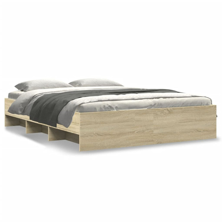 Bedframe bewerkt hout sonoma eikenkleurig 150x200 cm