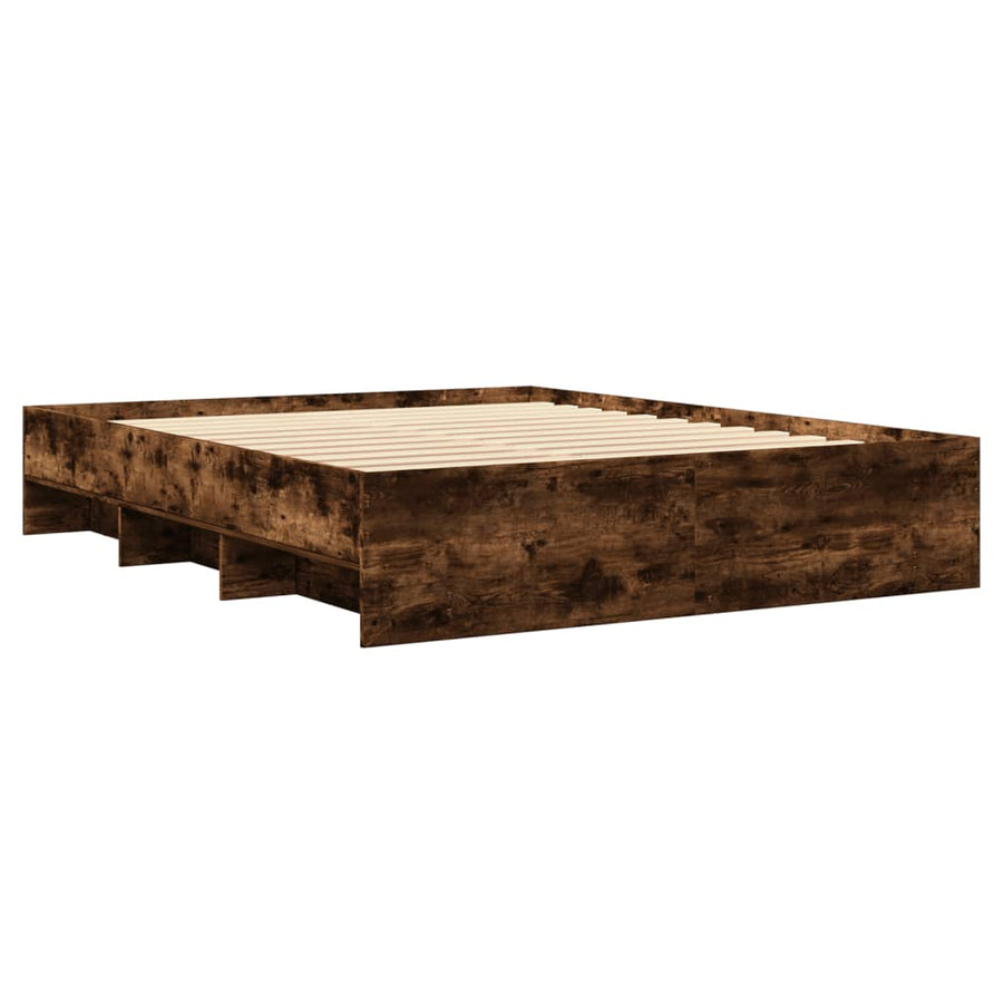 Bedframe bewerkt hout gerookt eikenkleurig 150x200 cm