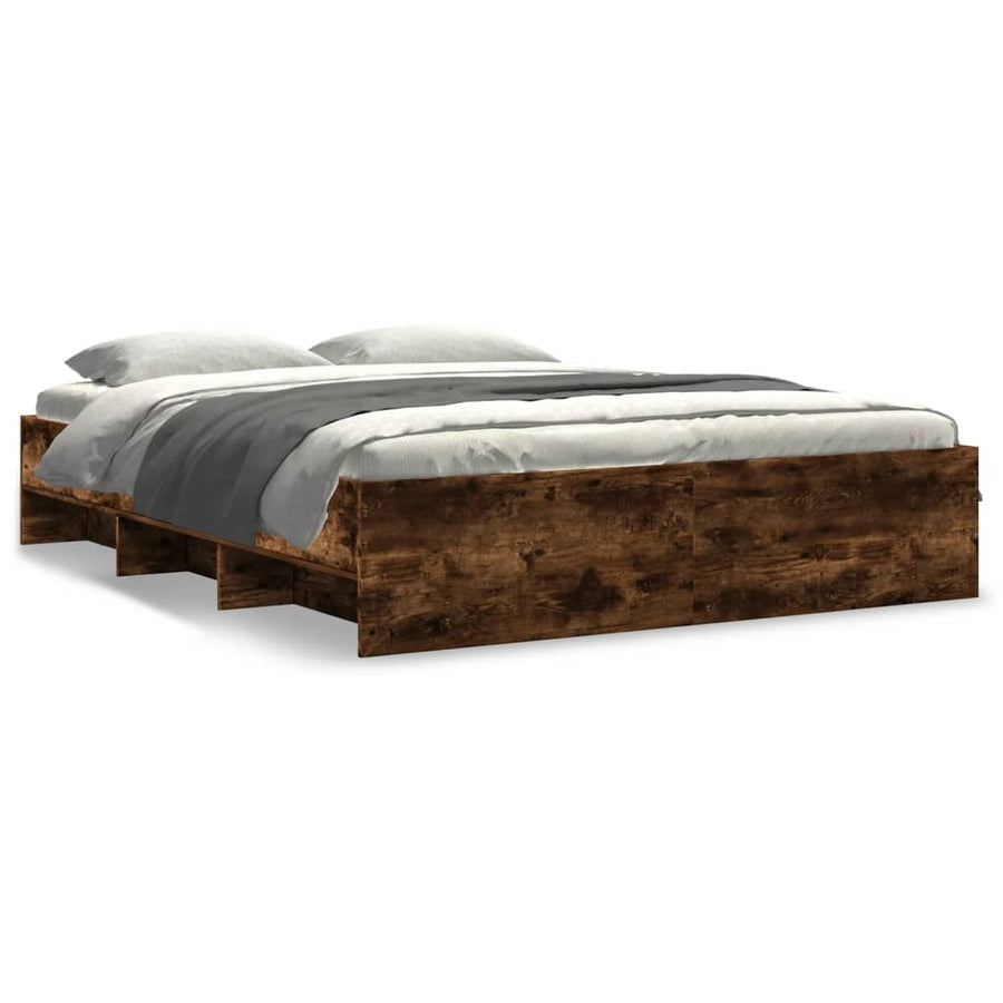 Bedframe bewerkt hout gerookt eikenkleurig 150x200 cm