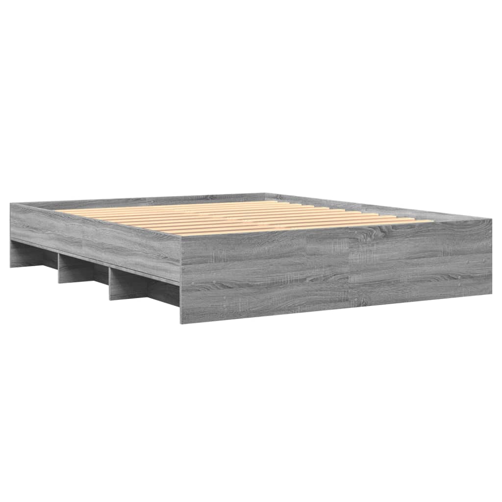 Bedframe bewerkt hout grijs sonoma eikenkleurig 150x200 cm