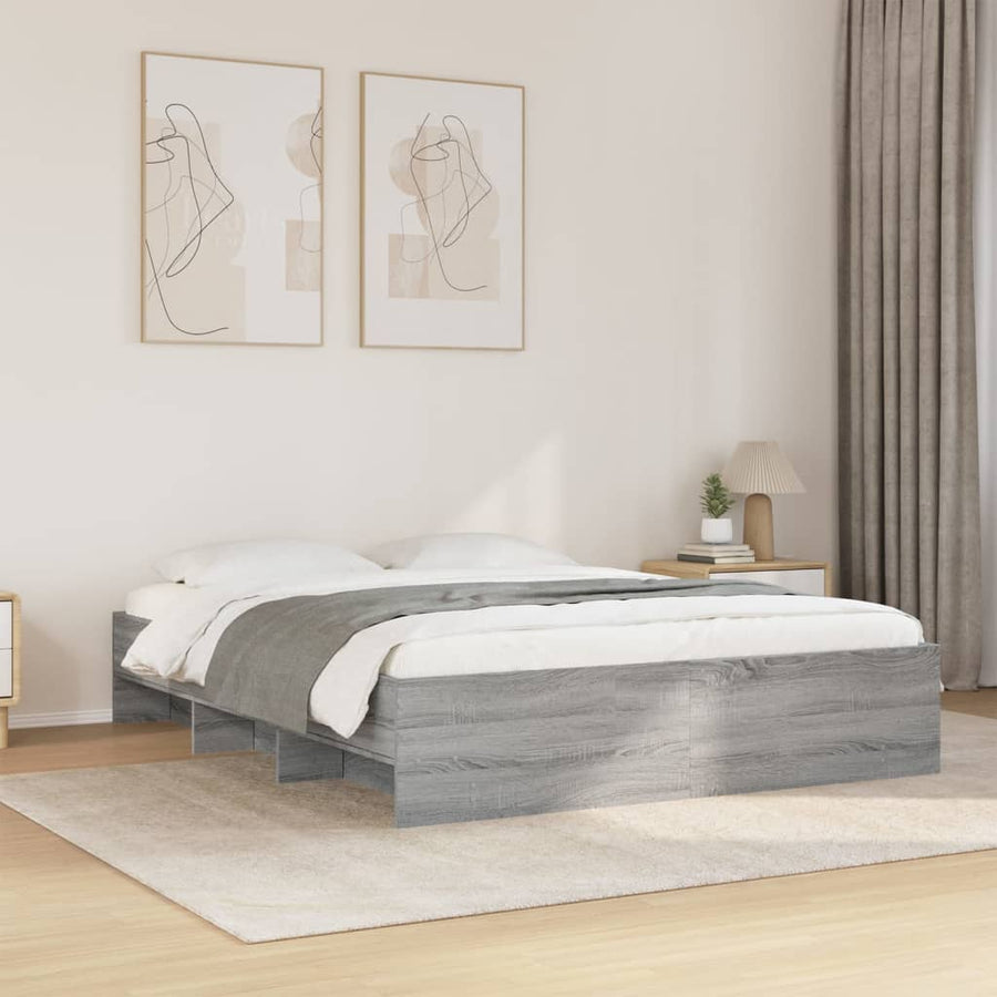 Bedframe bewerkt hout grijs sonoma eikenkleurig 150x200 cm