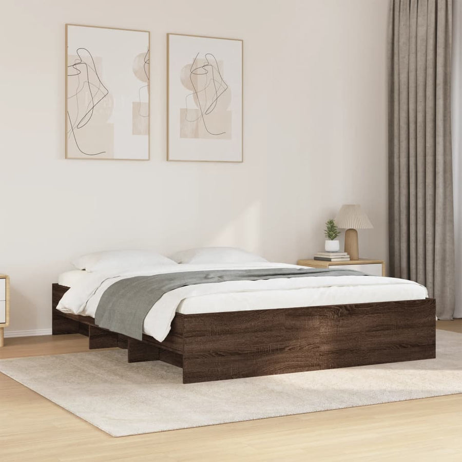 Bedframe bewerkt hout bruin eikenkleur 150x200 cm