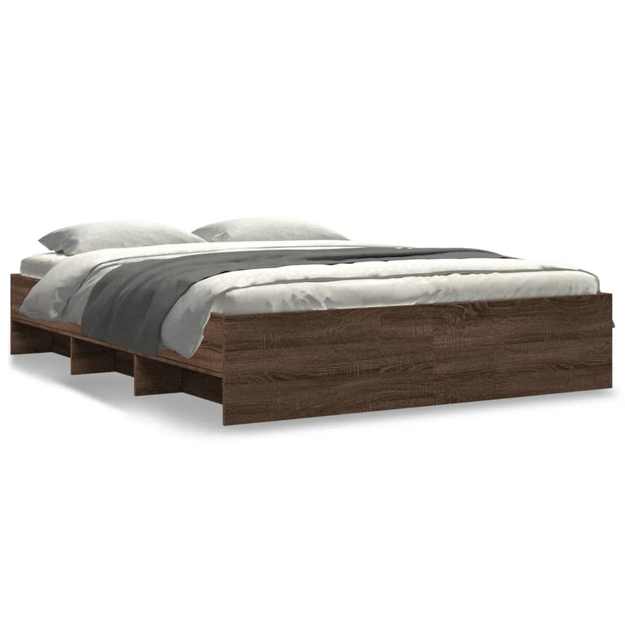 Bedframe bewerkt hout bruin eikenkleur 150x200 cm