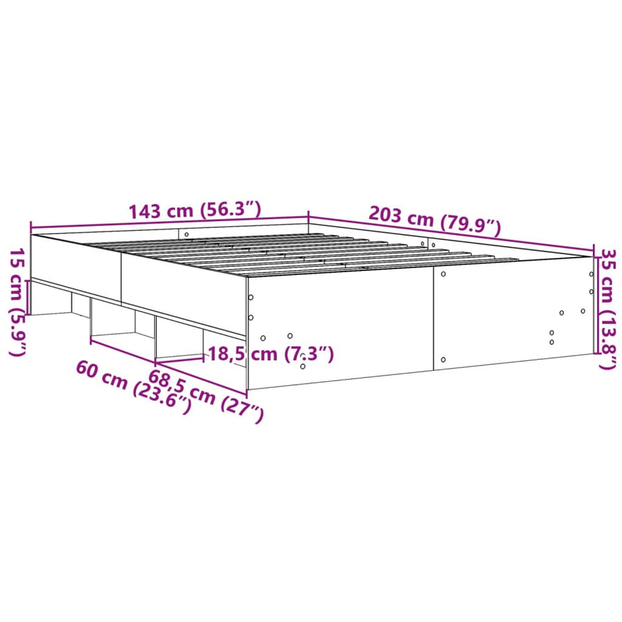 Bedframe bewerkt hout wit 140x200 cm