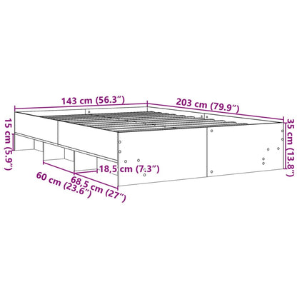 Bedframe bewerkt hout betongrijs 140x200 cm