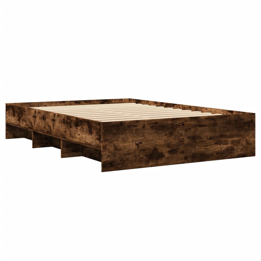 Bedframe bewerkt hout gerookt eikenkleurig 140x200 cm