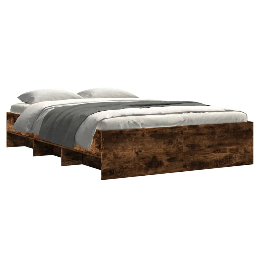 Bedframe bewerkt hout gerookt eikenkleurig 140x200 cm