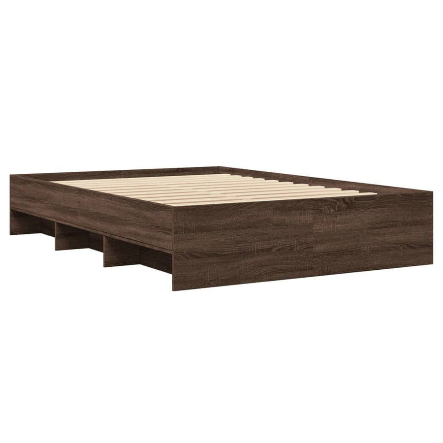 Bedframe bewerkt hout bruin eikenkleur 140x200 cm