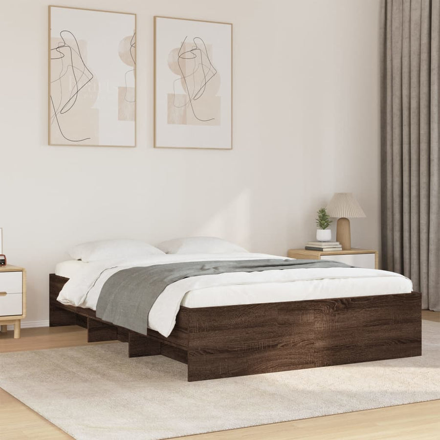 Bedframe bewerkt hout bruin eikenkleur 140x200 cm