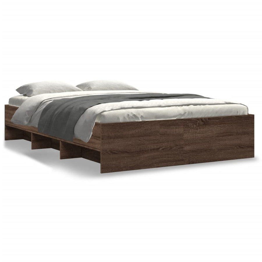 Bedframe bewerkt hout bruin eikenkleur 140x200 cm