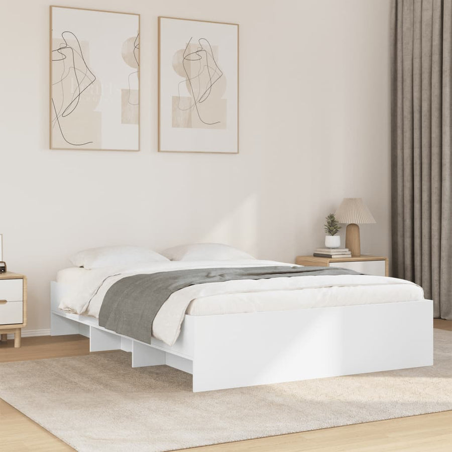 Bedframe massief hout wit 120x200 cm