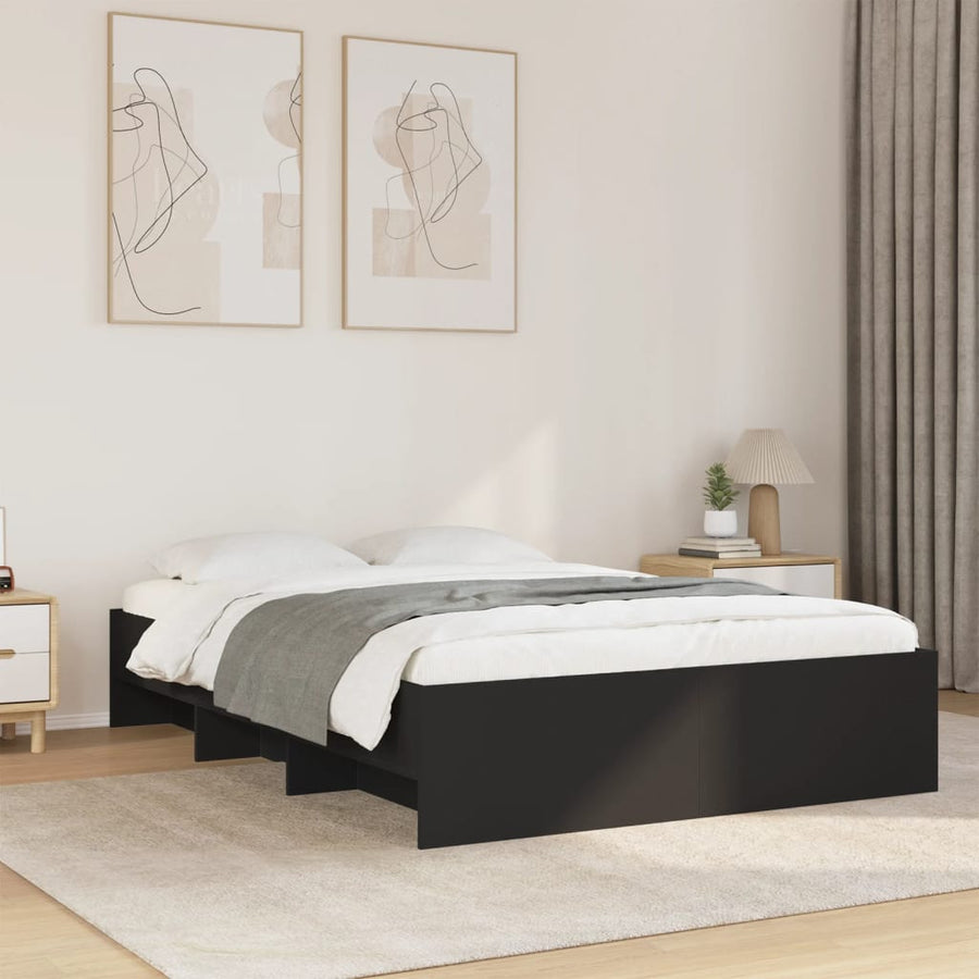 Bedframe bewerkt hout zwart 120x200 cm