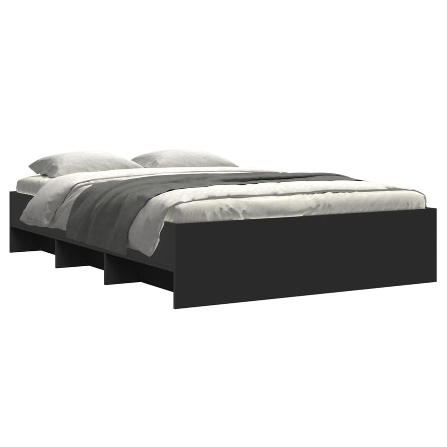Bedframe bewerkt hout zwart 120x200 cm