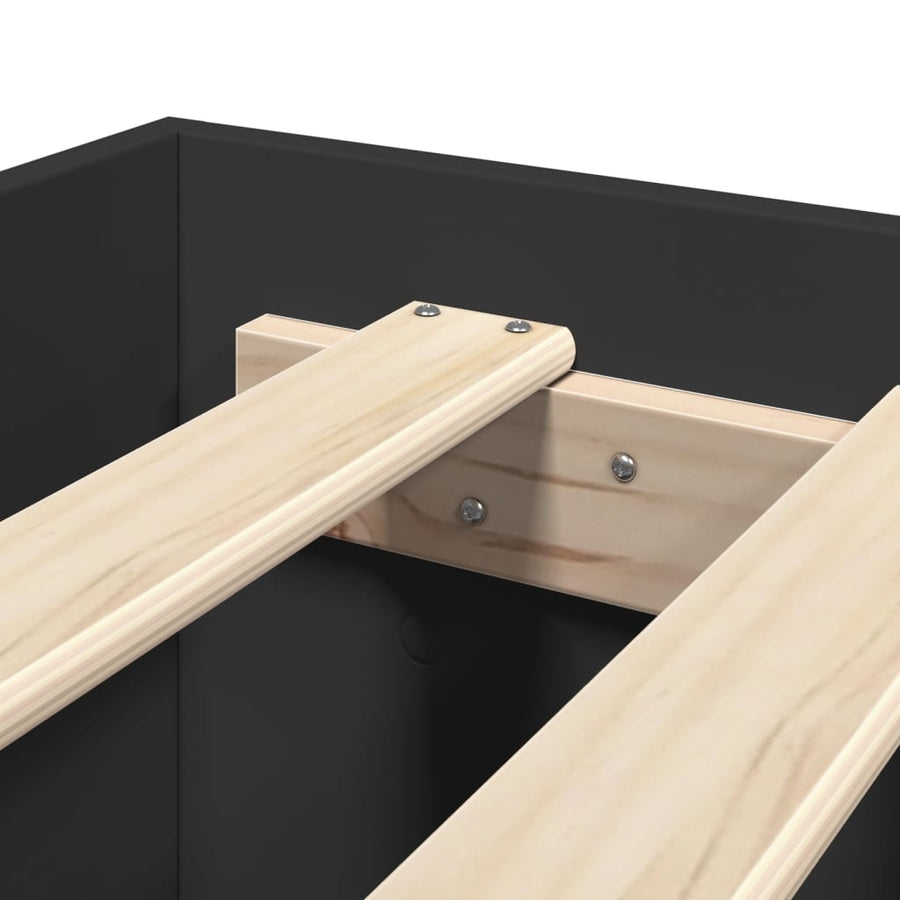 Bedframe bewerkt hout zwart 120x200 cm