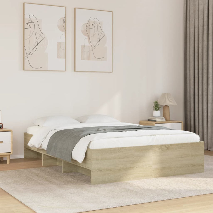 Bedframe bewerkt hout sonoma eikenkleurig 120x200 cm