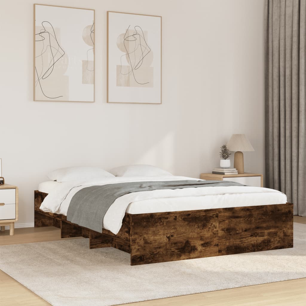 Bedframe bewerkt hout gerookt eikenkleurig 120x200 cm