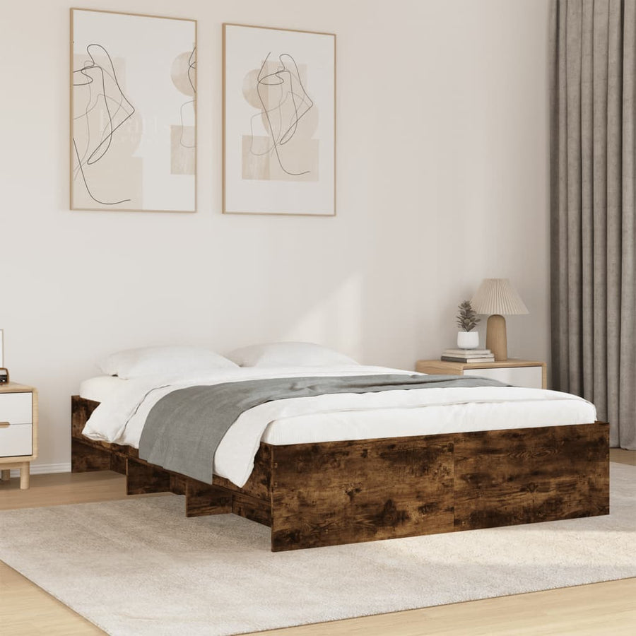 Bedframe bewerkt hout gerookt eikenkleurig 120x200 cm