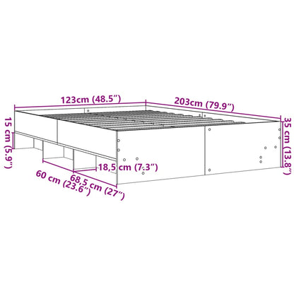 Bedframe bewerkt hout grijs sonoma eikenkleurig 120x200 cm