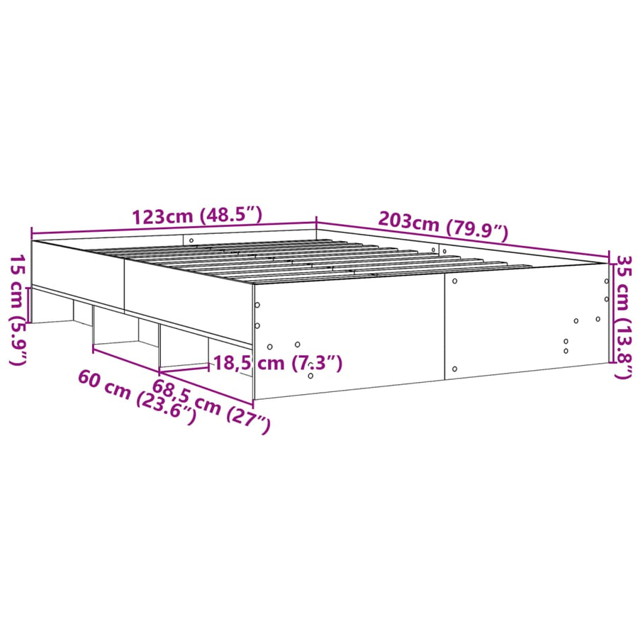 Bedframe bewerkt hout grijs sonoma eikenkleurig 120x200 cm