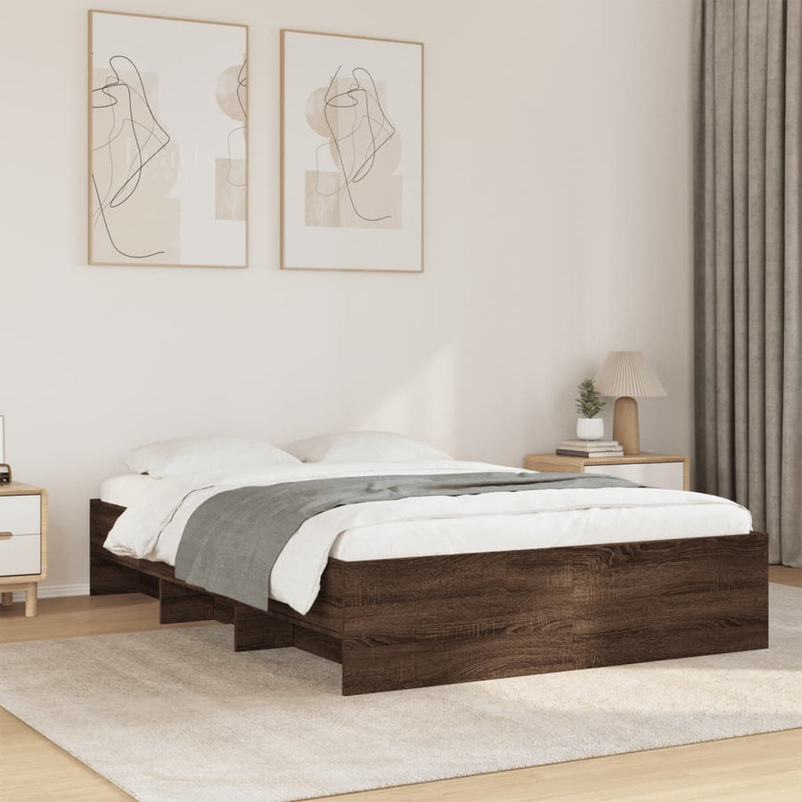 Bedframe bewerkt hout bruin eikenkleur 120x200 cm