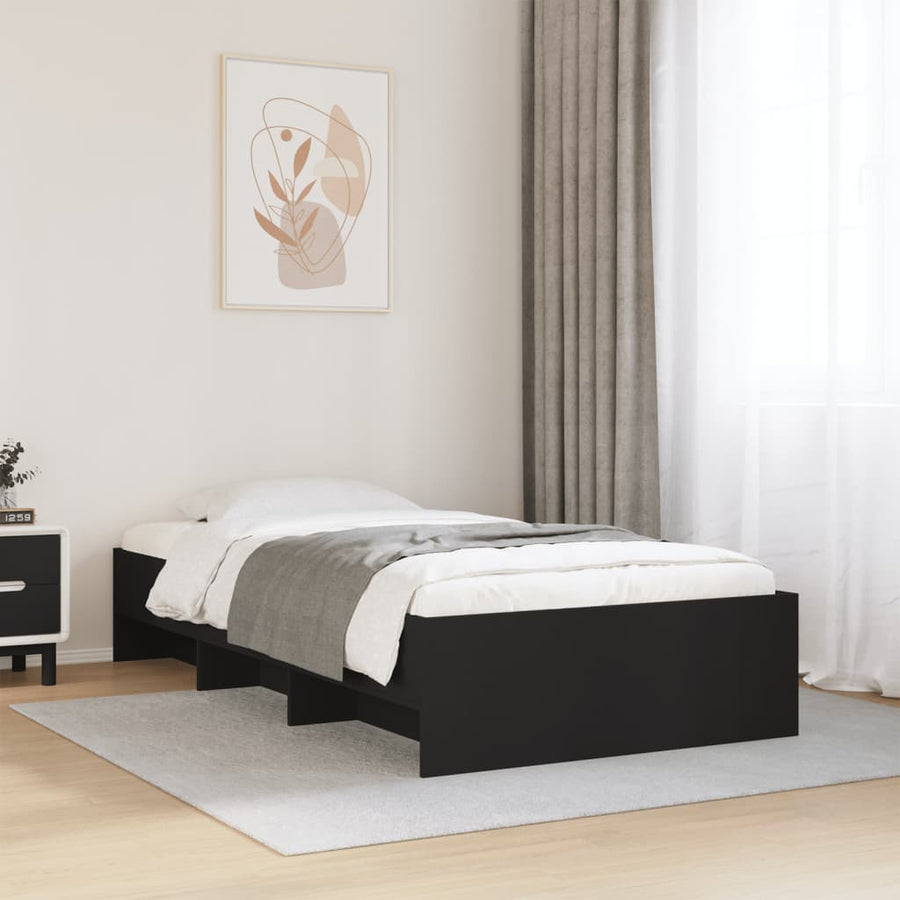 Bedframe bewerkt hout zwart 100x200 cm