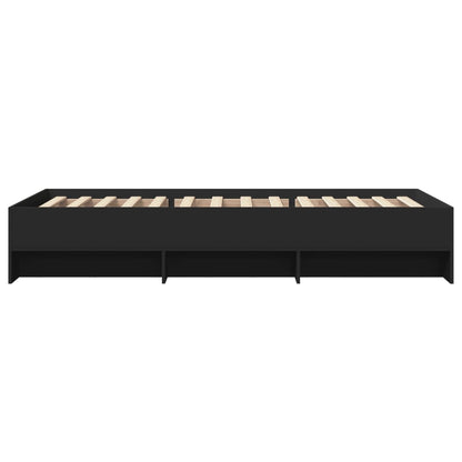 Bedframe bewerkt hout zwart 100x200 cm