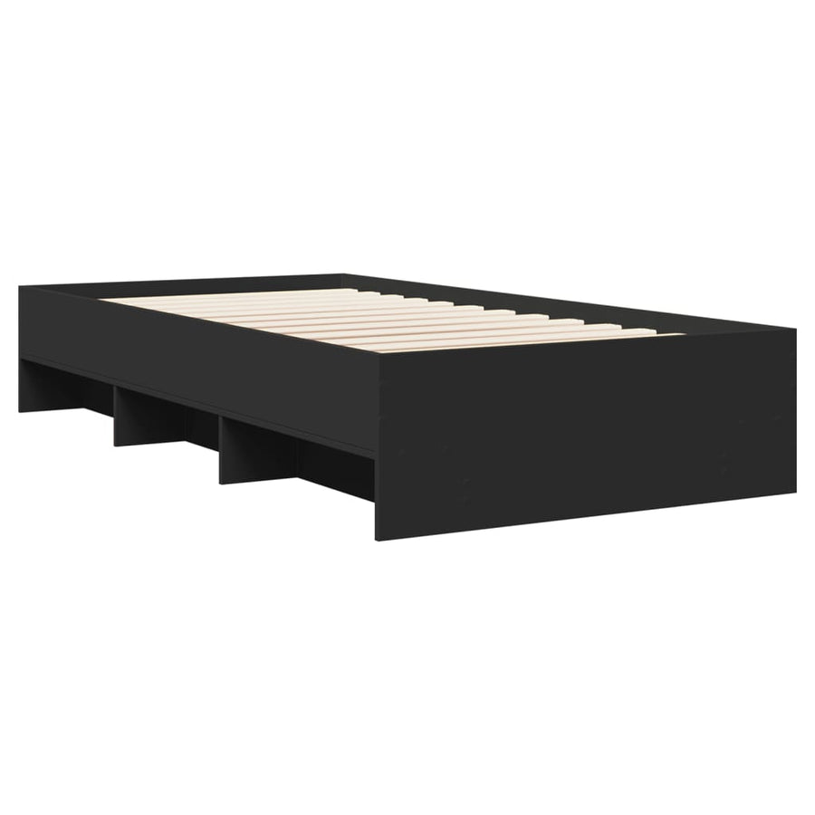Bedframe bewerkt hout zwart 100x200 cm