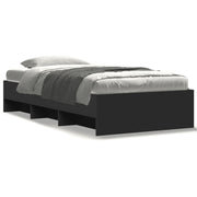 Black carved wooden bed frame 100x200 cm