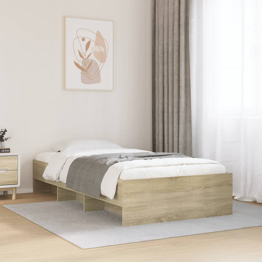 Bedframe bewerkt hout sonoma eikenkleurig 100x200 cm