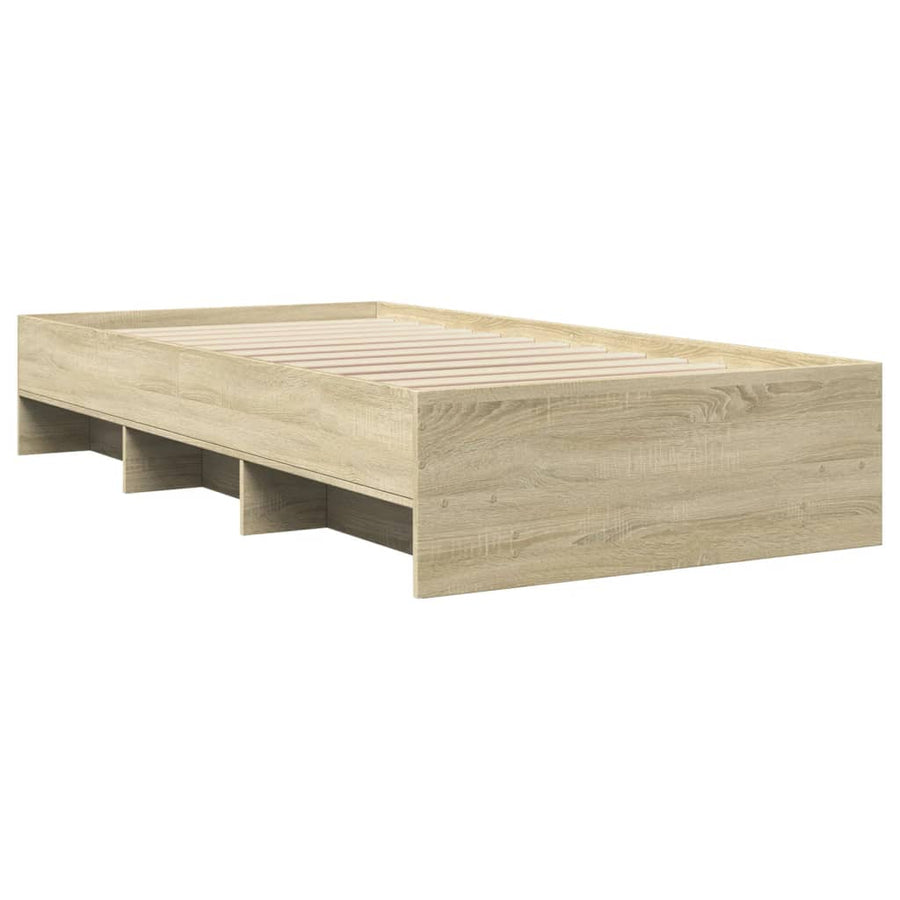 Bedframe bewerkt hout sonoma eikenkleurig 100x200 cm