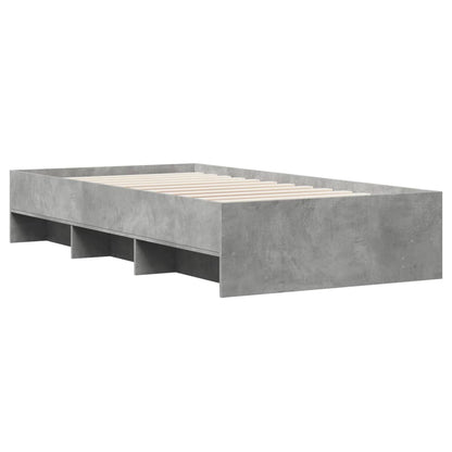 Bedframe bewerkt hout betongrijs 100x200 cm