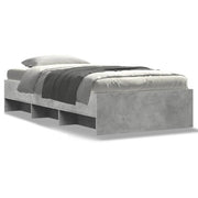Bed frame carved wood concrete grey 100x200 cm