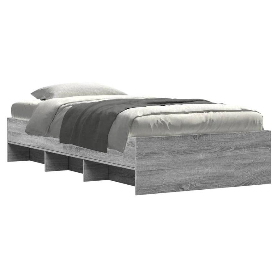 Bedframe bewerkt hout grijs sonoma eikenkleurig 100x200 cm