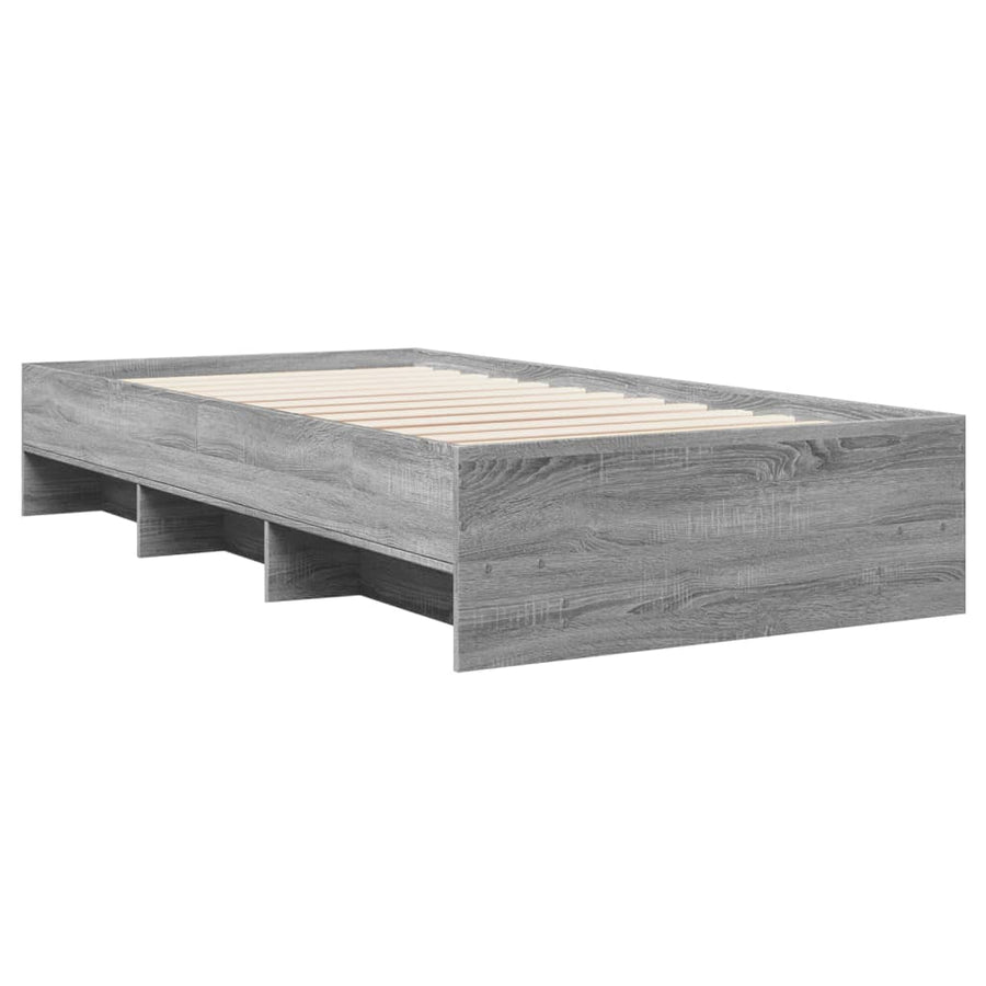 Bedframe bewerkt hout grijs sonoma eikenkleurig 100x200 cm